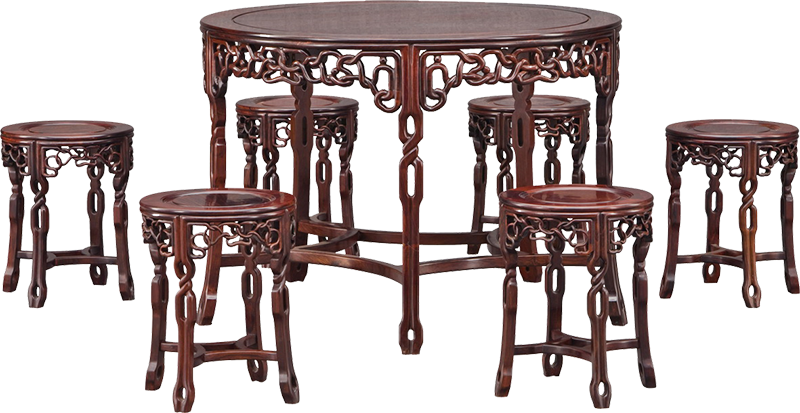 纹藤式圆桌带凳