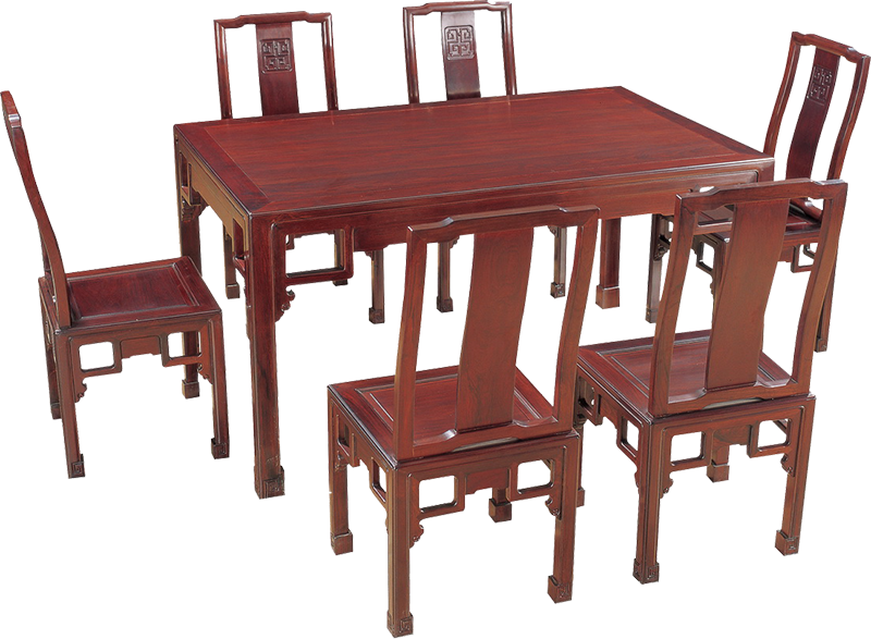 回纹长方桌带椅