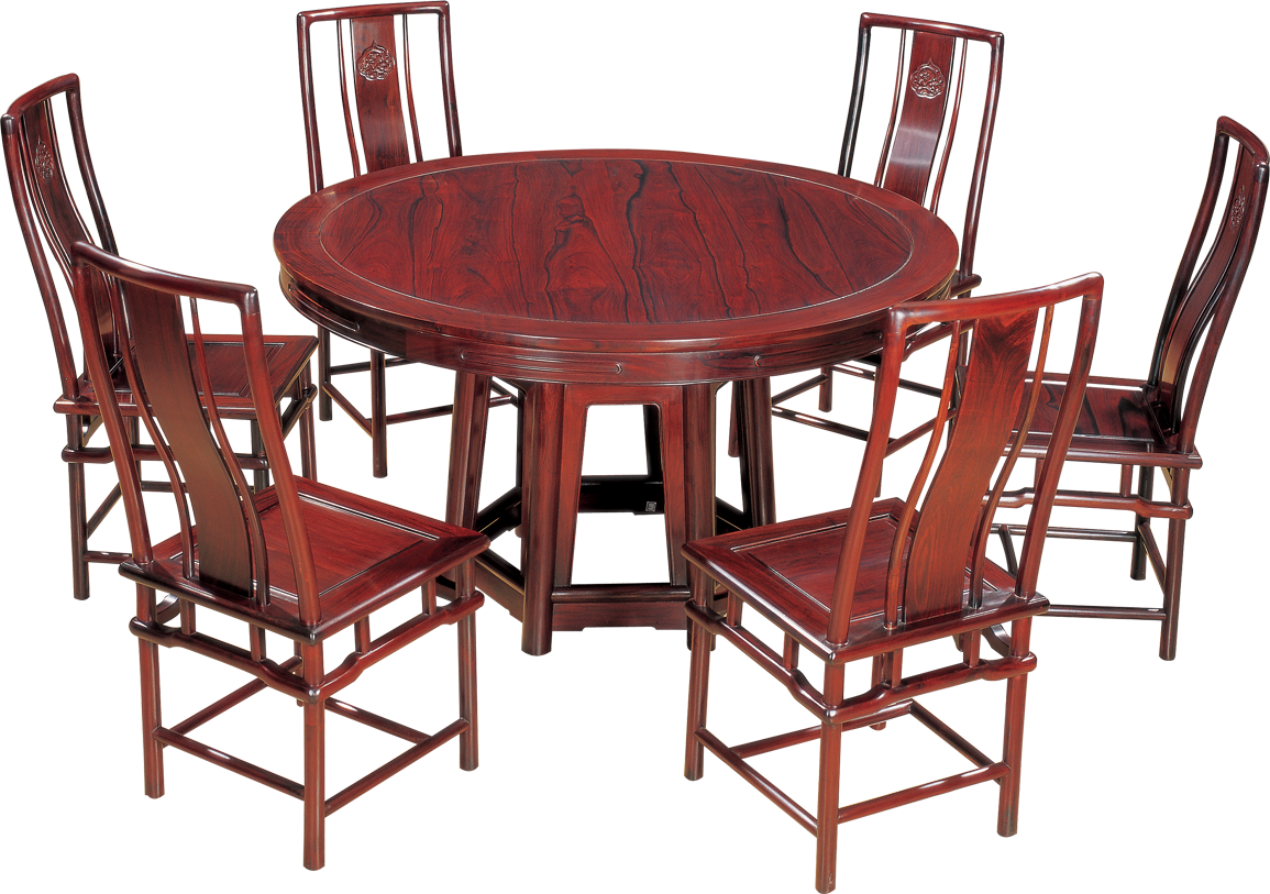 六脚底座圆桌带椅