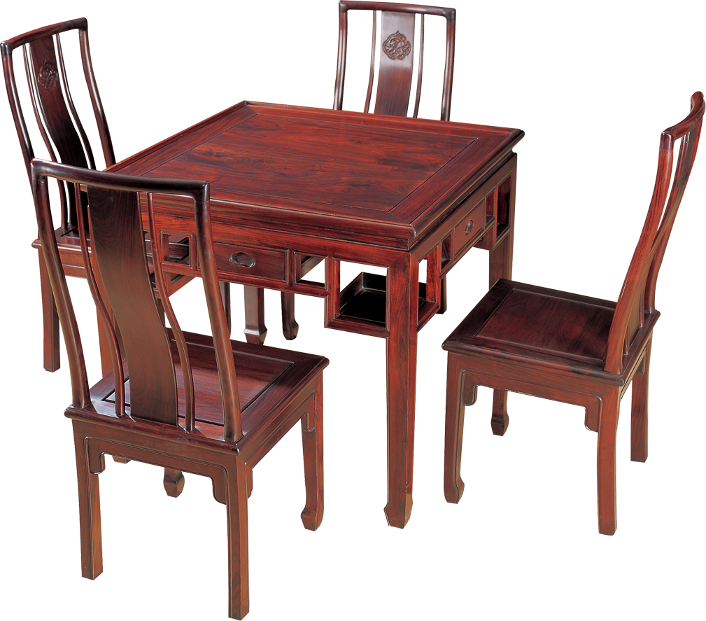 马蹄脚小方桌带椅