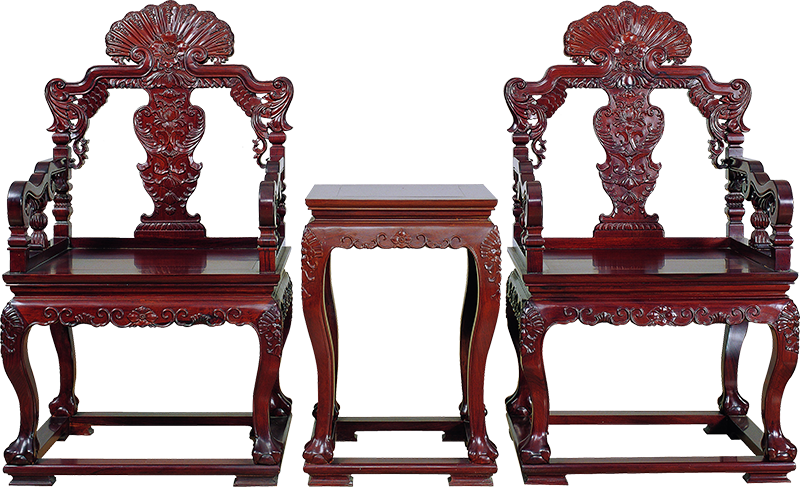 西洋花扶手椅带几