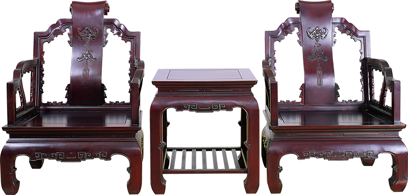 卷书式搭脑椅带几