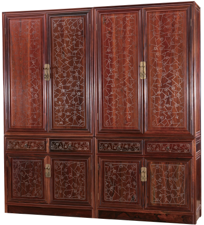 嵌银丝冰梅纹顶箱柜