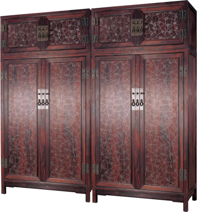 嵌银丝冰梅纹顶箱柜