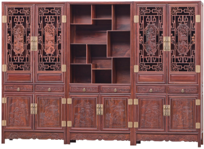 山水图书柜带博古架