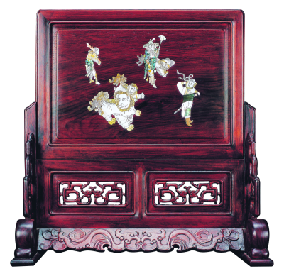 螺钿三狮进宝图插屏