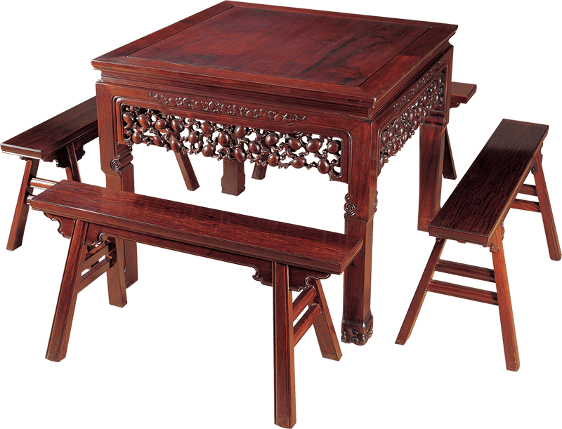 蛋形四方桌带凳