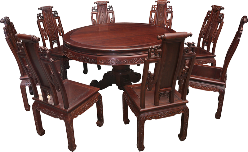 独梃草龙圆桌带椅