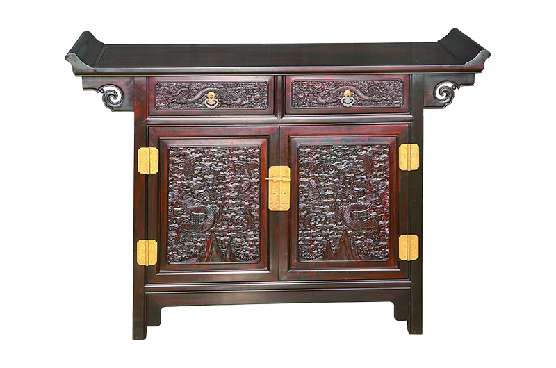 E37云龙纹两屉翘头案