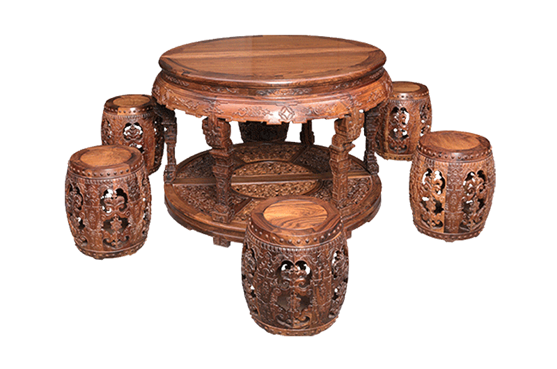 西番莲纹拼桌带凳