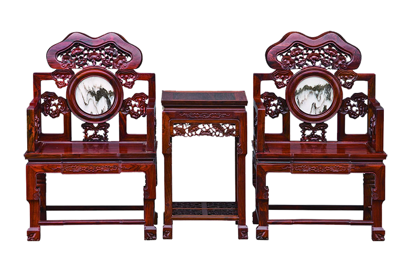 灵芝太师椅带几